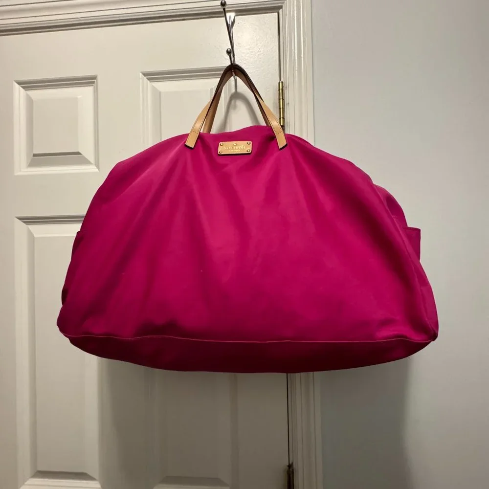 Kate spade  New York pinknylon  tote with leather straps and crossbody strap